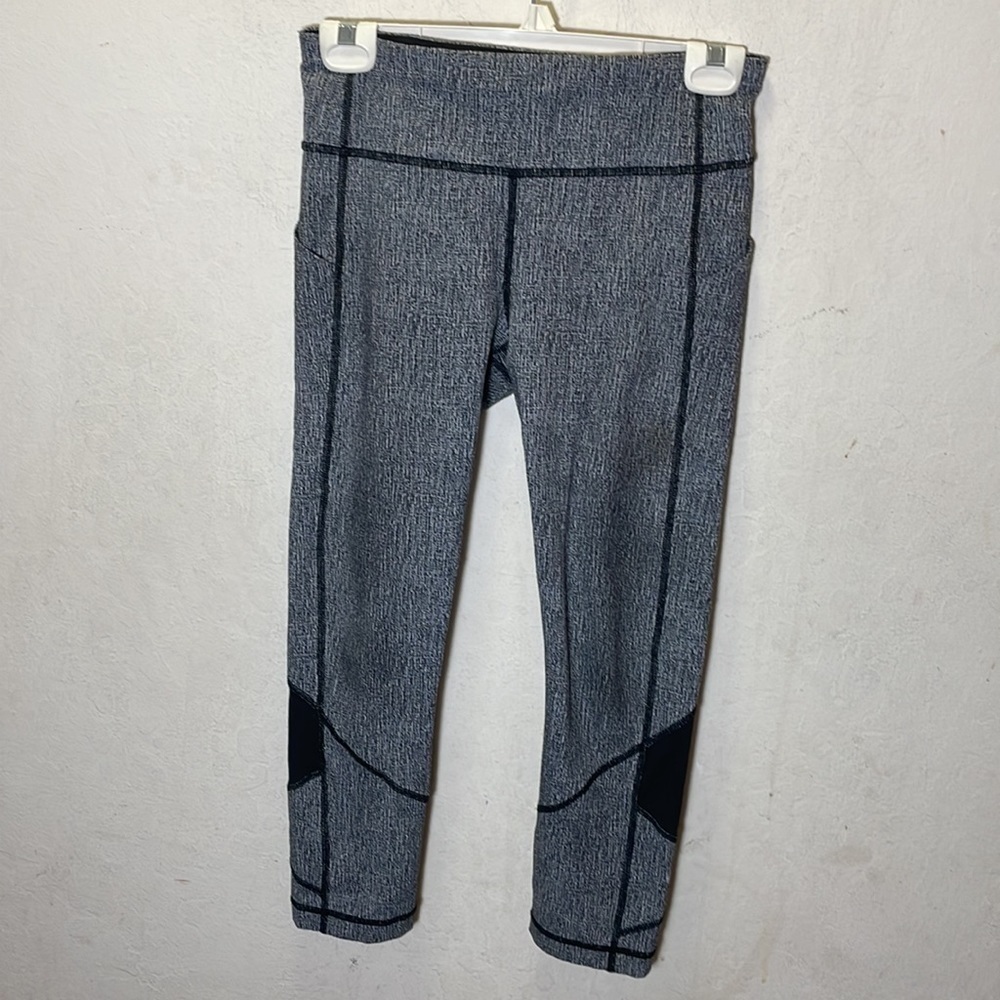 Lululemon Pace Rival Crop (19") Cross Hatch Heather Black Ice Grey/Black…